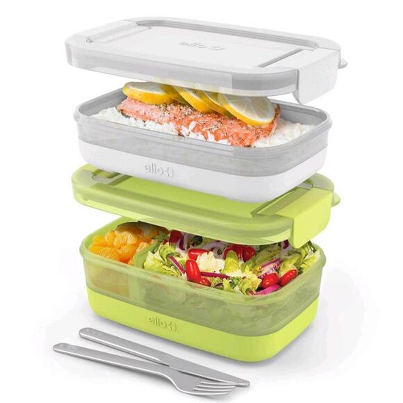 Ello 2pk Plastic Lunch Stack Food Storage Container | Yellow/White - Picture 7 of 7